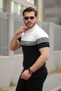 Erkek Parça Renk Yakalı Kısa Kollu T-shirt resmi